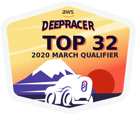 AWS DeepRacer League Top 32 March badge (Source: AWS DeepRacer Console)