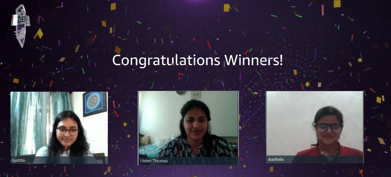AWS DeepRacer Women’s League India prizes (Source: https://www.twitch.tv/videos/995629525 )