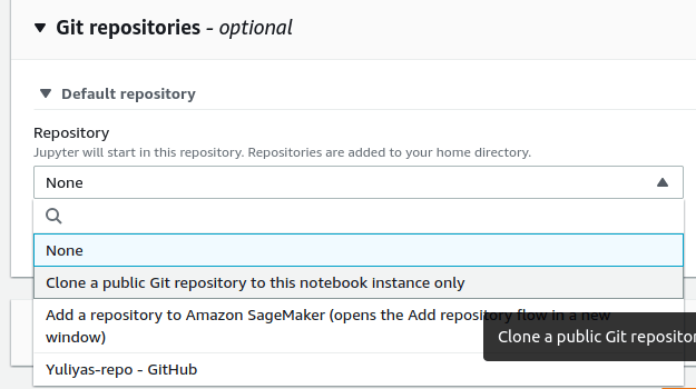 Cloning a git repository on SageMaker Notebook startup