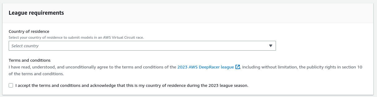 Country selection view