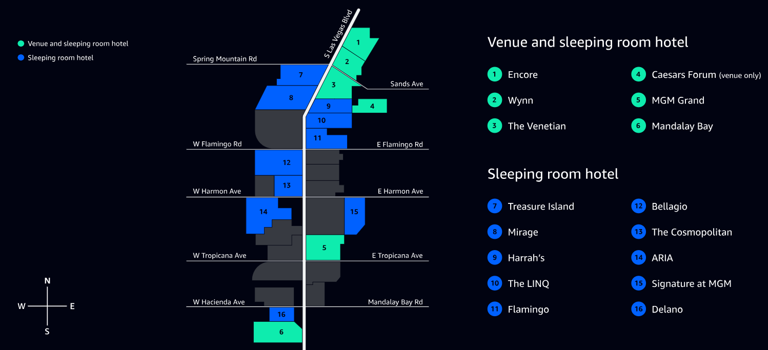 Map of conference venues (Source: AWS re:Invent website)